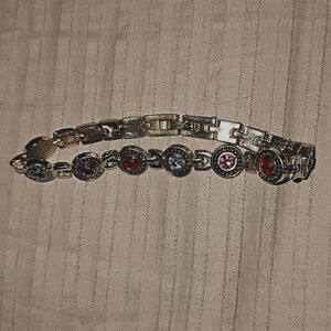 Vtg 80s Multicolor Gem Stone Bracelet, Boho, Cottage Core, Country Chic